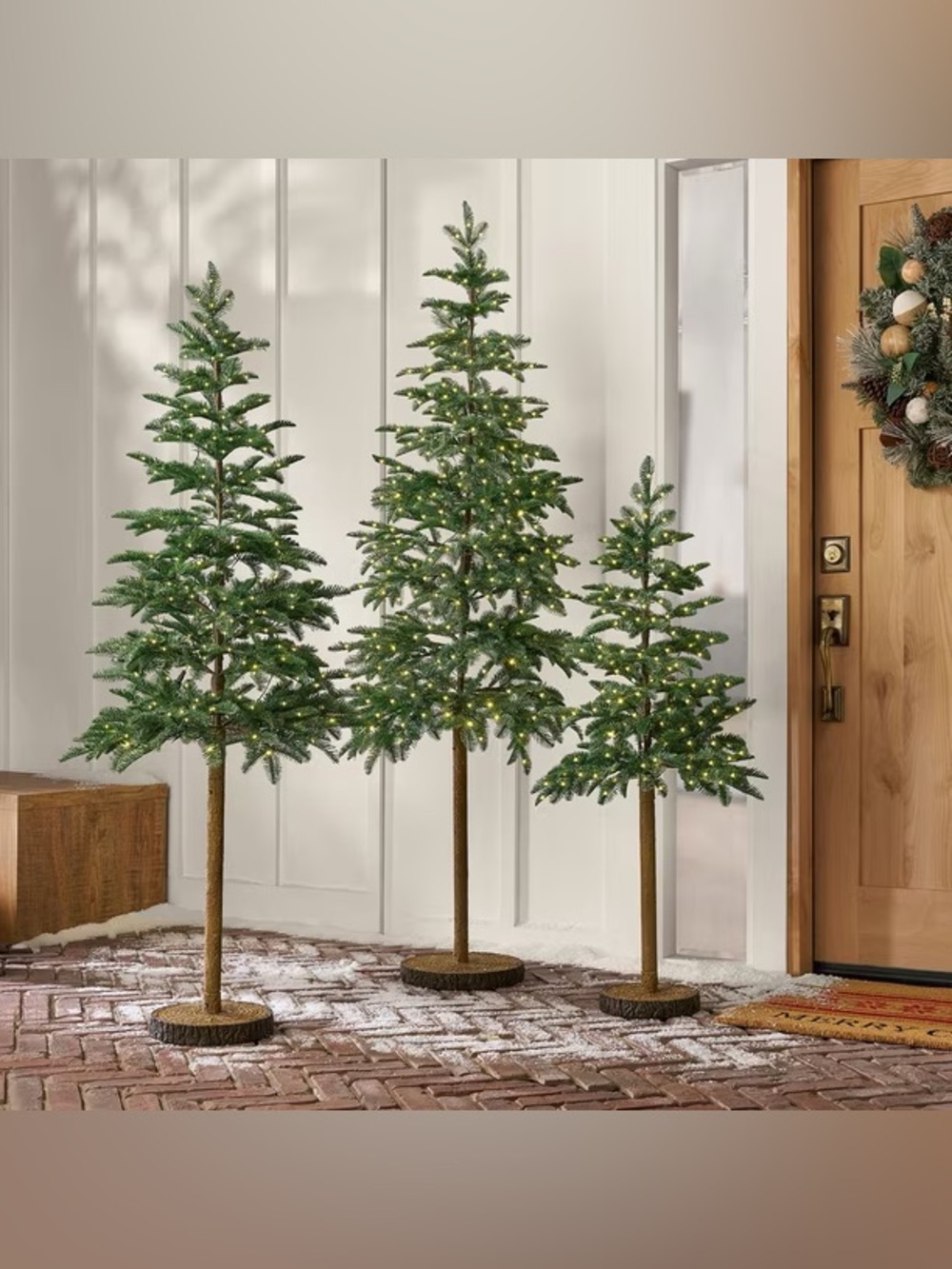Pre-Lit Alpine Tree Décor, Set of 3